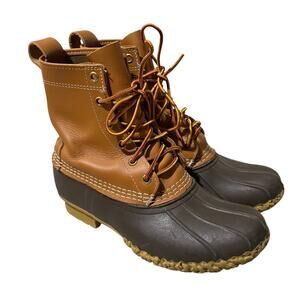 LL Bean Maine Hunting Shoe Duck Bean 8" Boots Brown Vintage Made In USA Mens 7